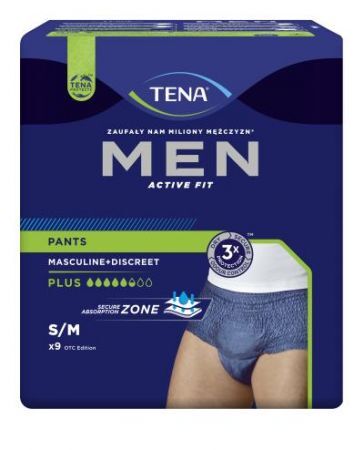 Bielizna chłonna TENA MEN PANTS PLUS BLUE rozm. S/M, 9 sztuk
