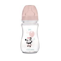 CANPOL BABIES 35/221 butelka szeroka antykolkowa 240 ml Easy Start EXOTIC ANIMALS różowa panda, 1 sztuka