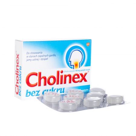 CHOLINEX BEZ CUKRU 150 mg, 24 pastylki do ssania