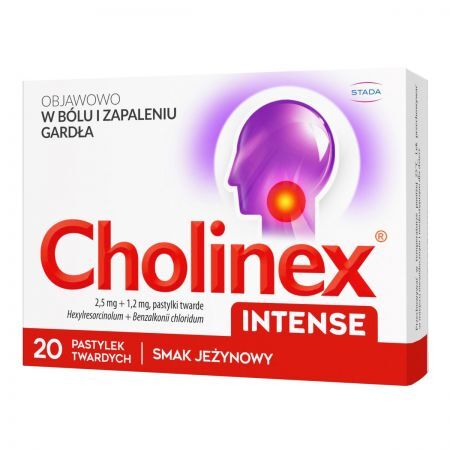 CHOLINEX INTENSE, smak jeżynowy, 20 pastylek do ssania