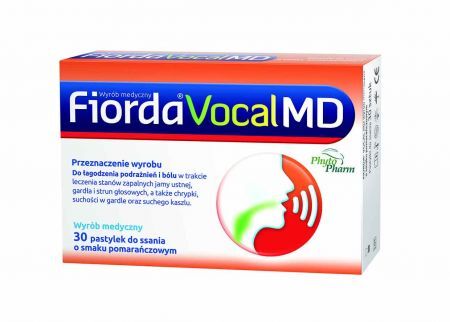 FIORDA VOCAL MD o smaku pomarańczowym, 30 pastylek do ssania