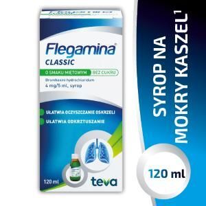 FLEGAMINA CLASSIC 4 mg/5 ml syrop o smaku miętowym bez cukru, 120 ml