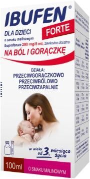 IBUFEN DLA DZIECI FORTE 200 mg/5 ml smak malinowy, 100 ml