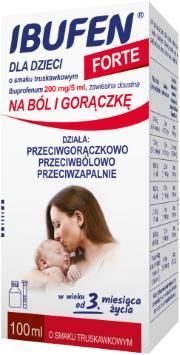 IBUFEN DLA DZIECI FORTE 200 mg/5 ml smak truskawkowy, 100 ml