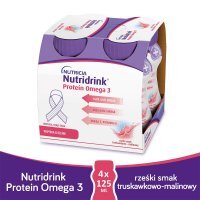 NUTRIDRINK PROTEIN OMEGA 3 rześki smak truskawkowo-malinowy, 4x125 ml