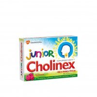 CHOLINEX JUNIOR OD 4 ROKU ŻYCIA smak malinowy, 16 pastylek do ssania