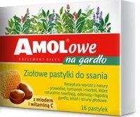 AMOLOWE NA GARDŁO ziołowe z miodem i wit. C, 16 pastylek do ssania
