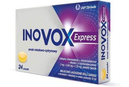 INOVOX EXPRESS, smak miodowo-cytrynowy, 24 pastylki do ssania