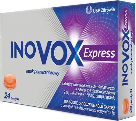 INOVOX EXPRESS, smak pomarańczowy, 24 pastylki do ssania