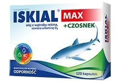 ISKIAL MAX + CZOSNEK olej z wątroby rekina z wyciągiem z czosnku, 120 kapsułek