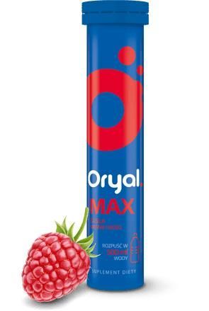 ORYAL MAX O SMAKU MALINOWYM, 15 tabletek musujących