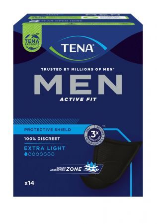 TENA MEN ACTIVE FIT EXTRA LIGHT wkładki na nietrzymanie moczu dla mężczyzn, 14 sztuk