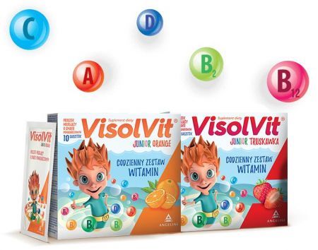 VISOLVIT JUNIOR ORANGE granulat o smaku pomarańczowym, 10 saszetek